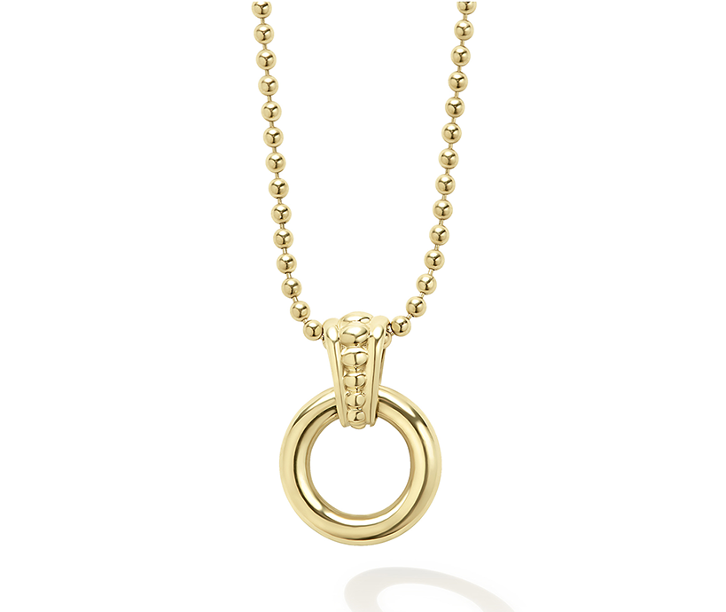 LAGOS Gold & Black Caviar Circle Pendant Necklace