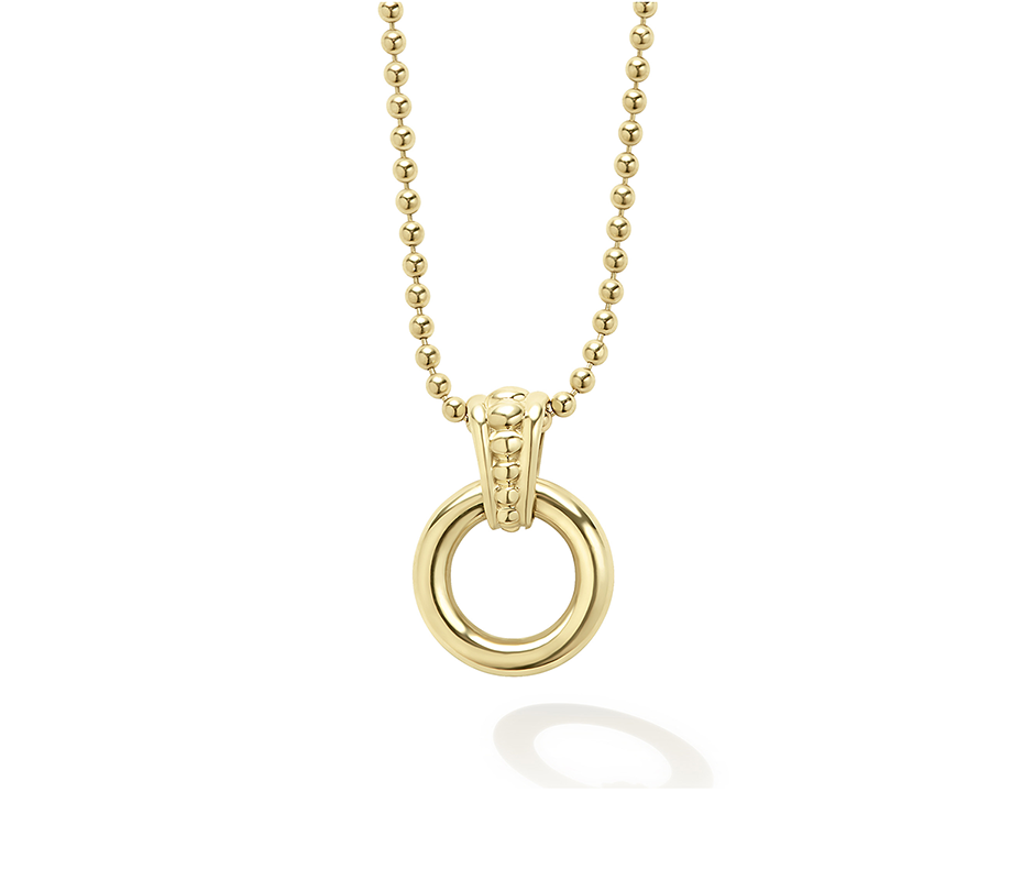 LAGOS Gold & Black Caviar Circle Pendant Necklace