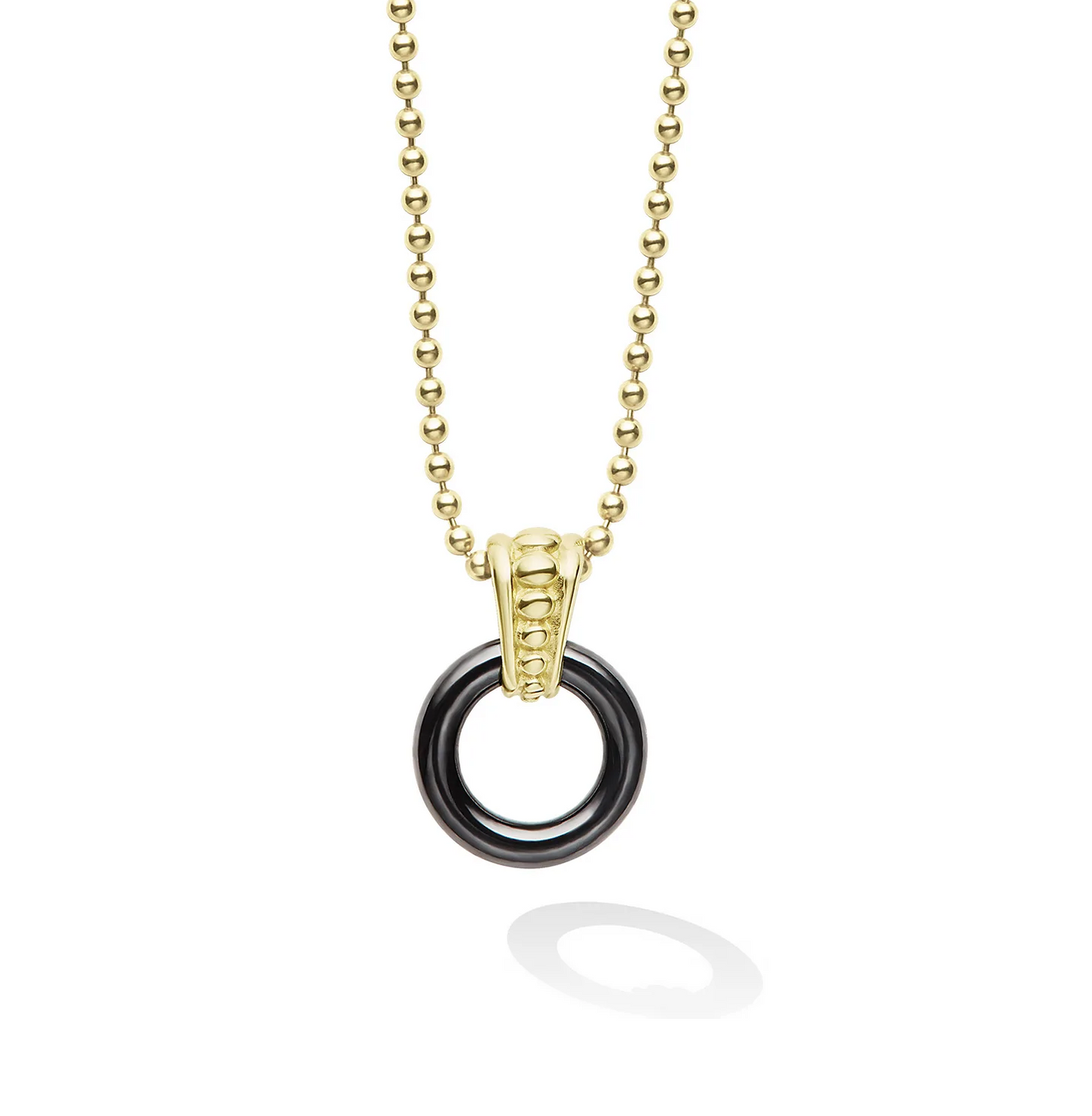 LAGOS Gold & Black Caviar Ceramic Circle Necklace