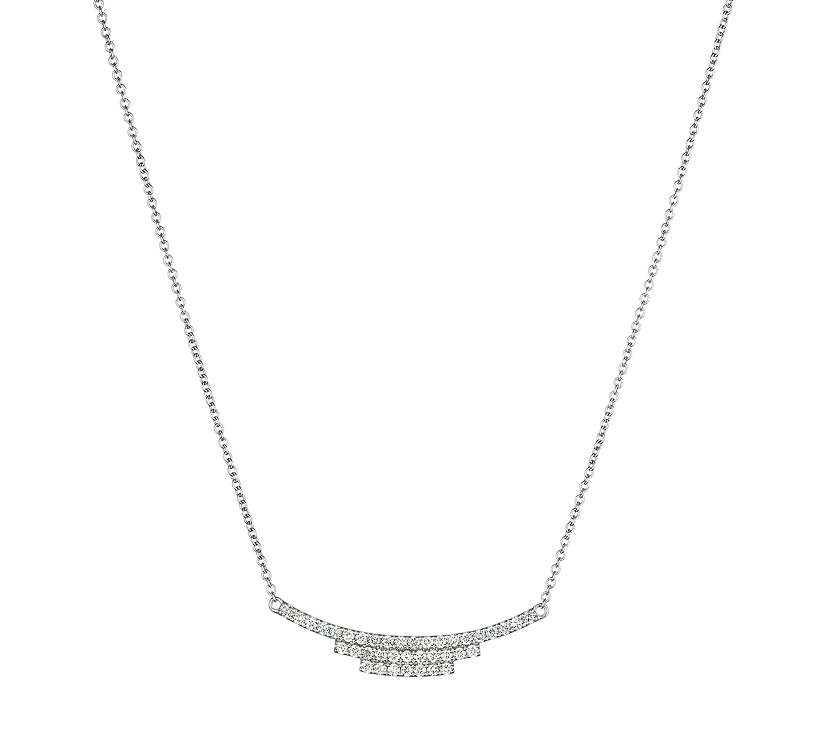 Sabel Collection 14K White Gold Diamond Triple Curved Bar Necklace