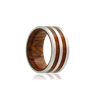 Fink's Men's 8mm Cobalt Wedding Band with Cocobolo Wood Inlay