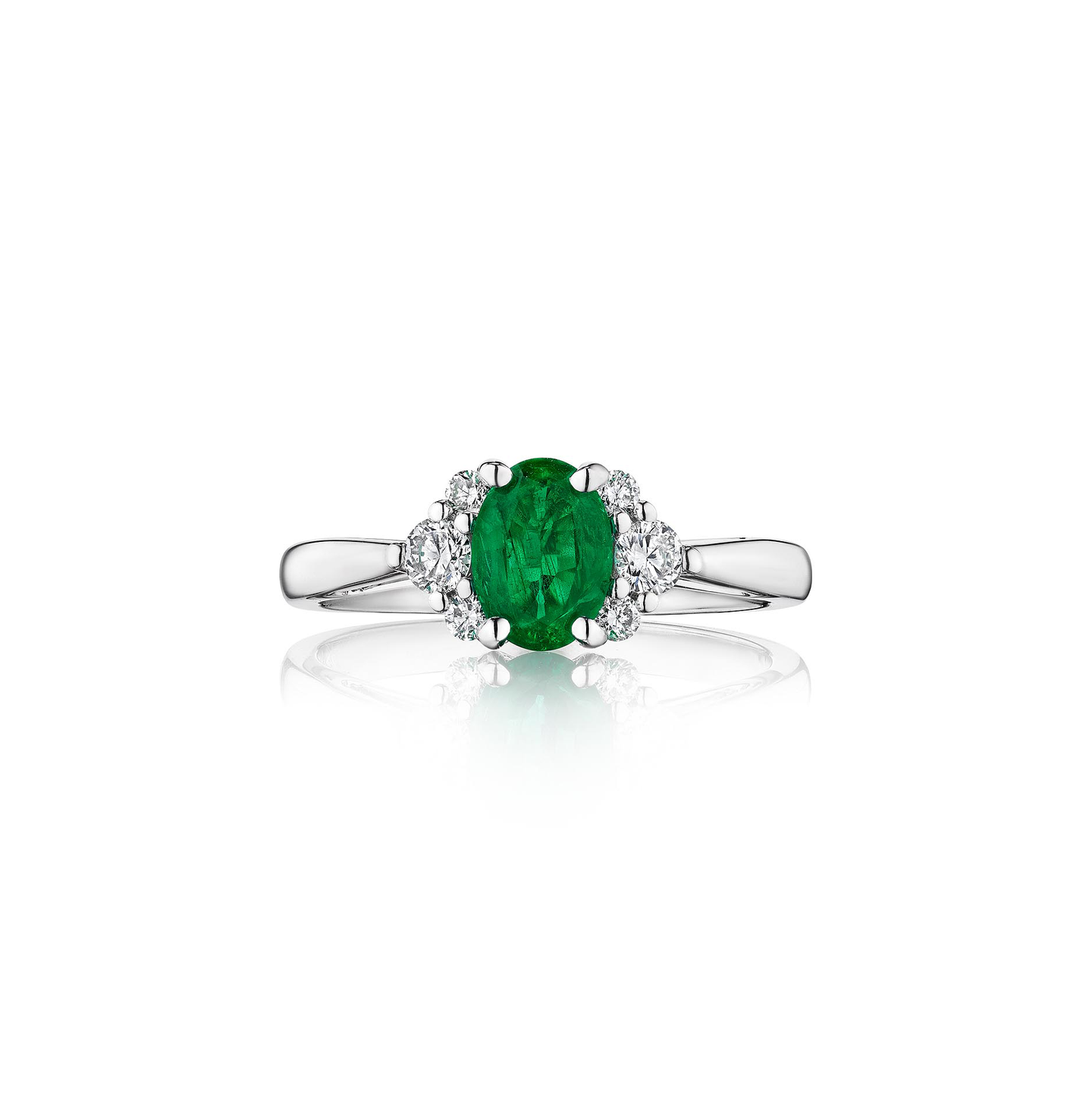 Sabel Collection White Gold Emerald Gemstone and Diamond Ring