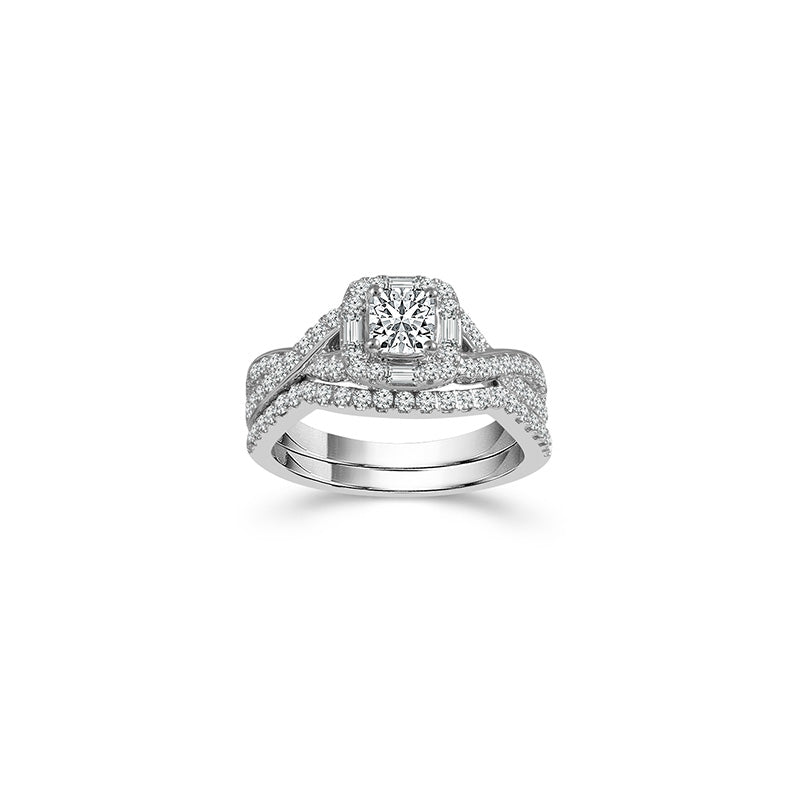 Fink's Exclusive Cushion Cut Diamond Halo Engagement Ring Set