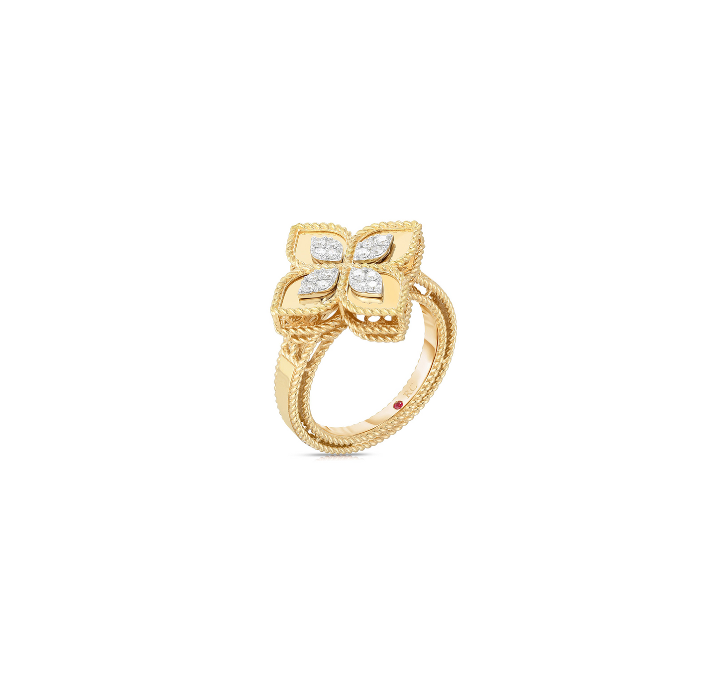 Roberto Coin Princess Flower 18K Yellow Gold Diamond Flower Ring