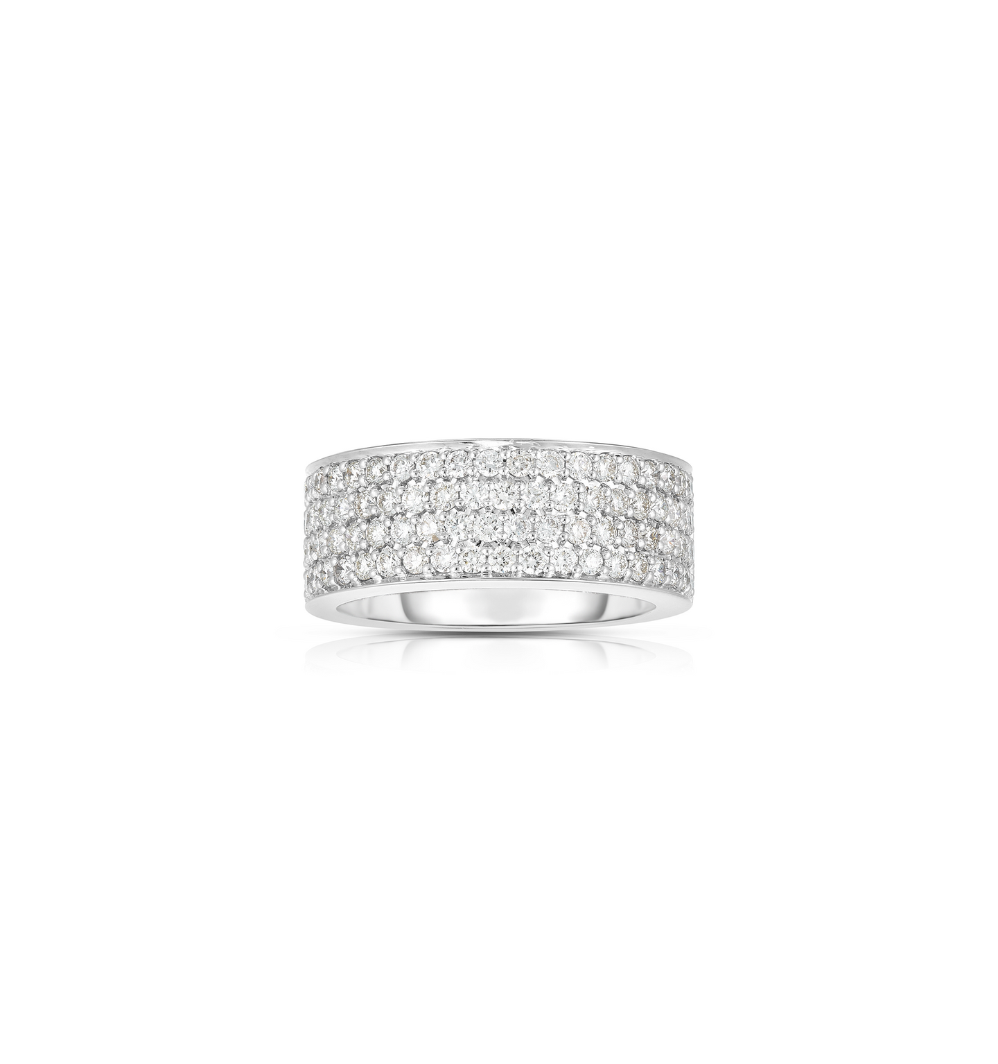 14K White Gold 4 Row Round Diamond Ring