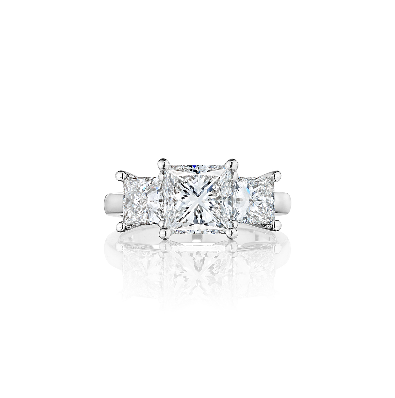 Fink's Exclusive Platinum Princess Cut Diamond Three Stone Engagement Ring