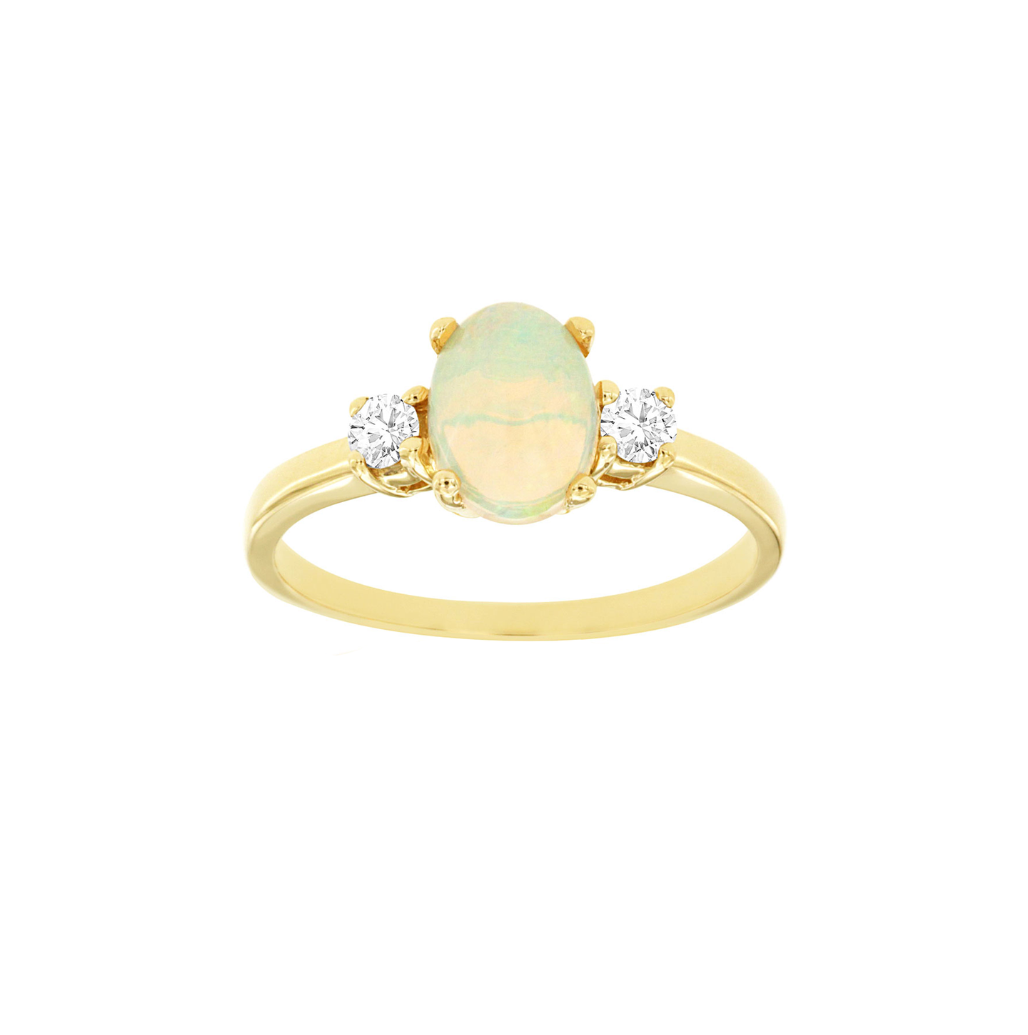 Sabel Collection Yellow Gold Oval Opal and Diamond Accent Ring