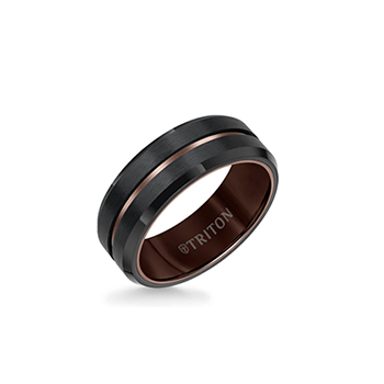 Triton Men's 8mm Brush Finish Step Edge Band