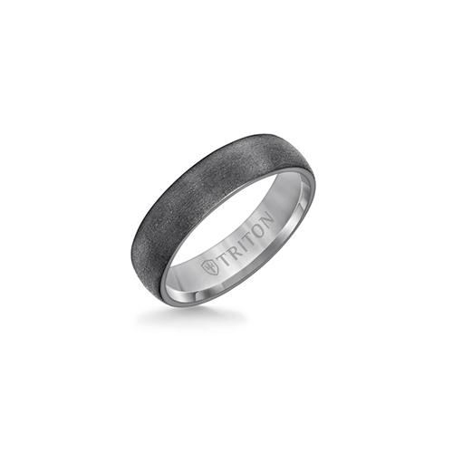 Triton Men's 6mm Brush Finish Flat Edge Wedding Band