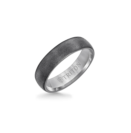 Triton Men's 6mm Brush Finish Flat Edge Wedding Band