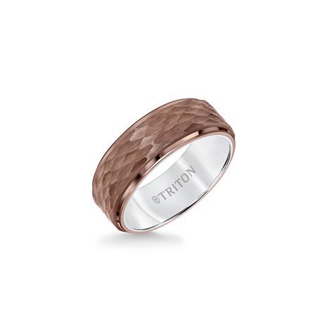 Triton Men's 8mm Flat Edge Hammer Finish Band