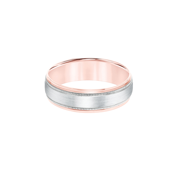 Fink's 14K Rose & White Gold Brushed Milgrain Band