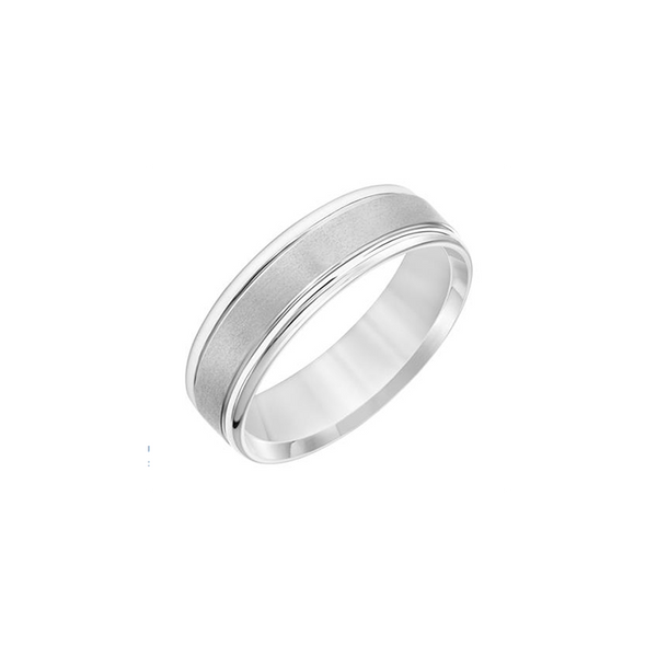 Fink's 14K White Gold Flat Round Edge Engraved Band