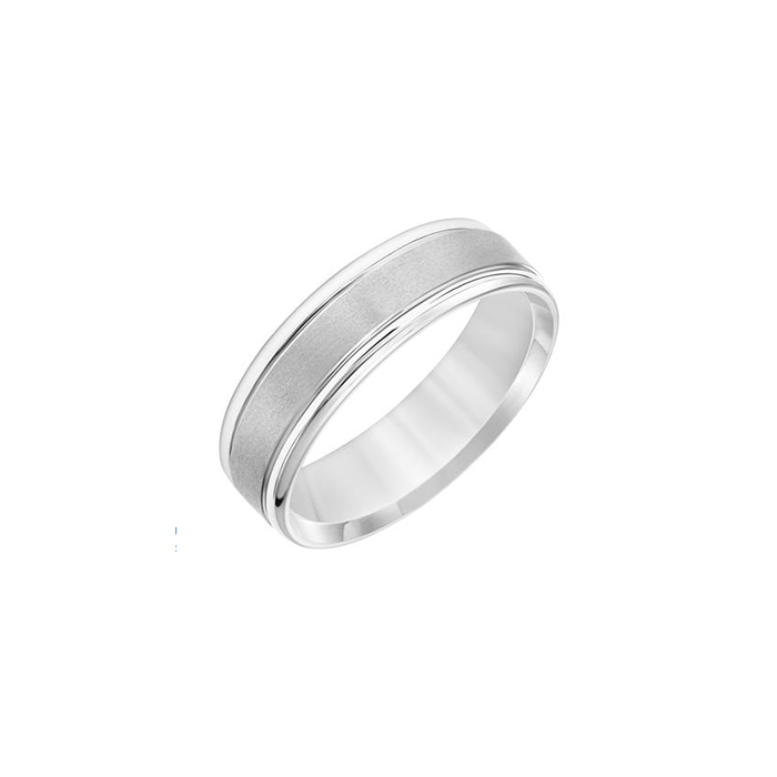 Fink's 14K White Gold Flat Round Edge Engraved Band