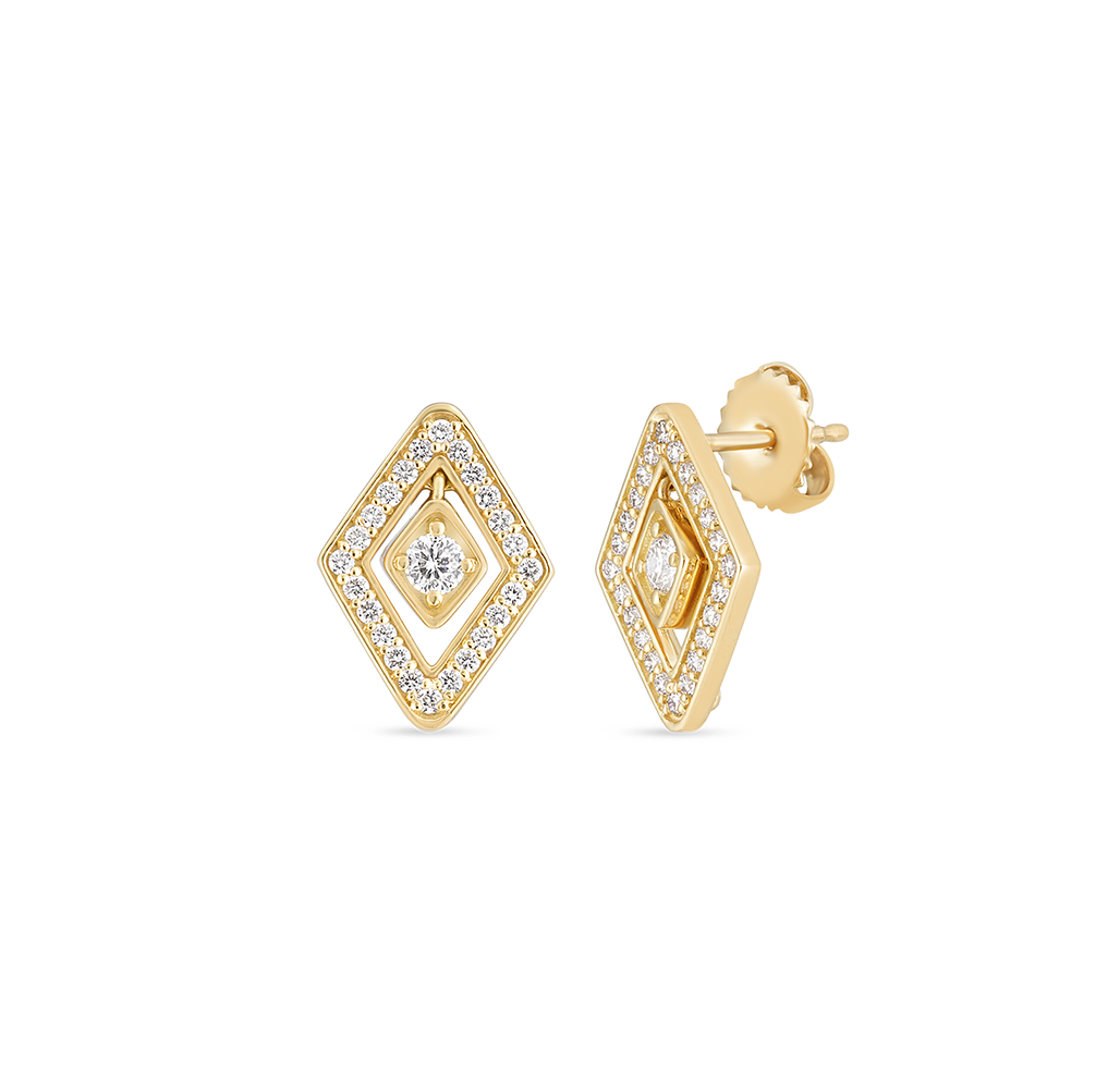 Roberto Coin Diamante Yellow Gold Diamond Stud Earrings