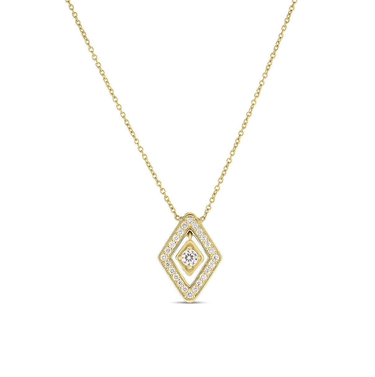 Roberto Coin Diamante Yellow Gold Small Diamond Pendant Necklace
