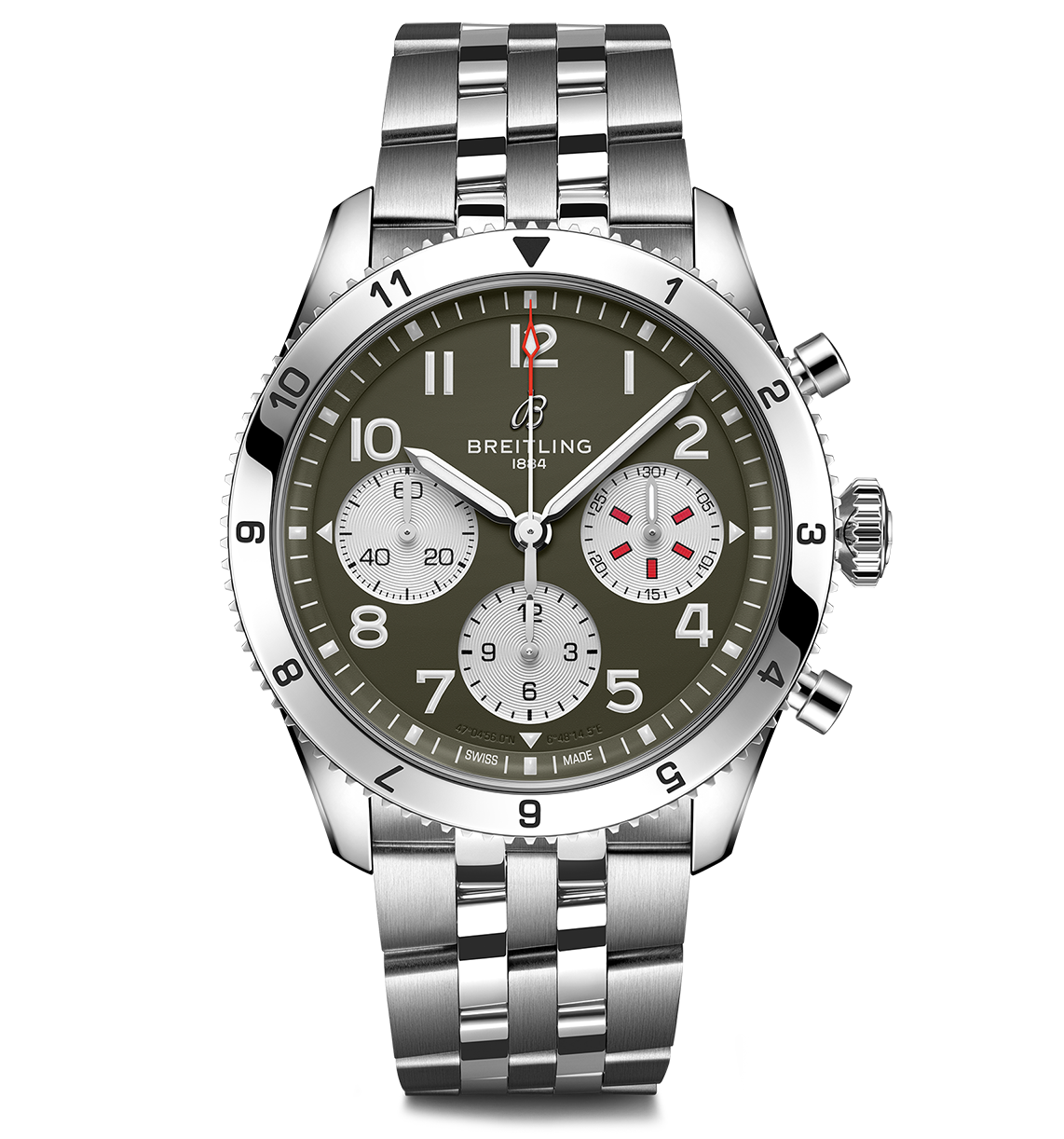 Breitling Classic AVI Chronograph 42 Curtiss Warhawk Watch with Stainless Steel Bracelet