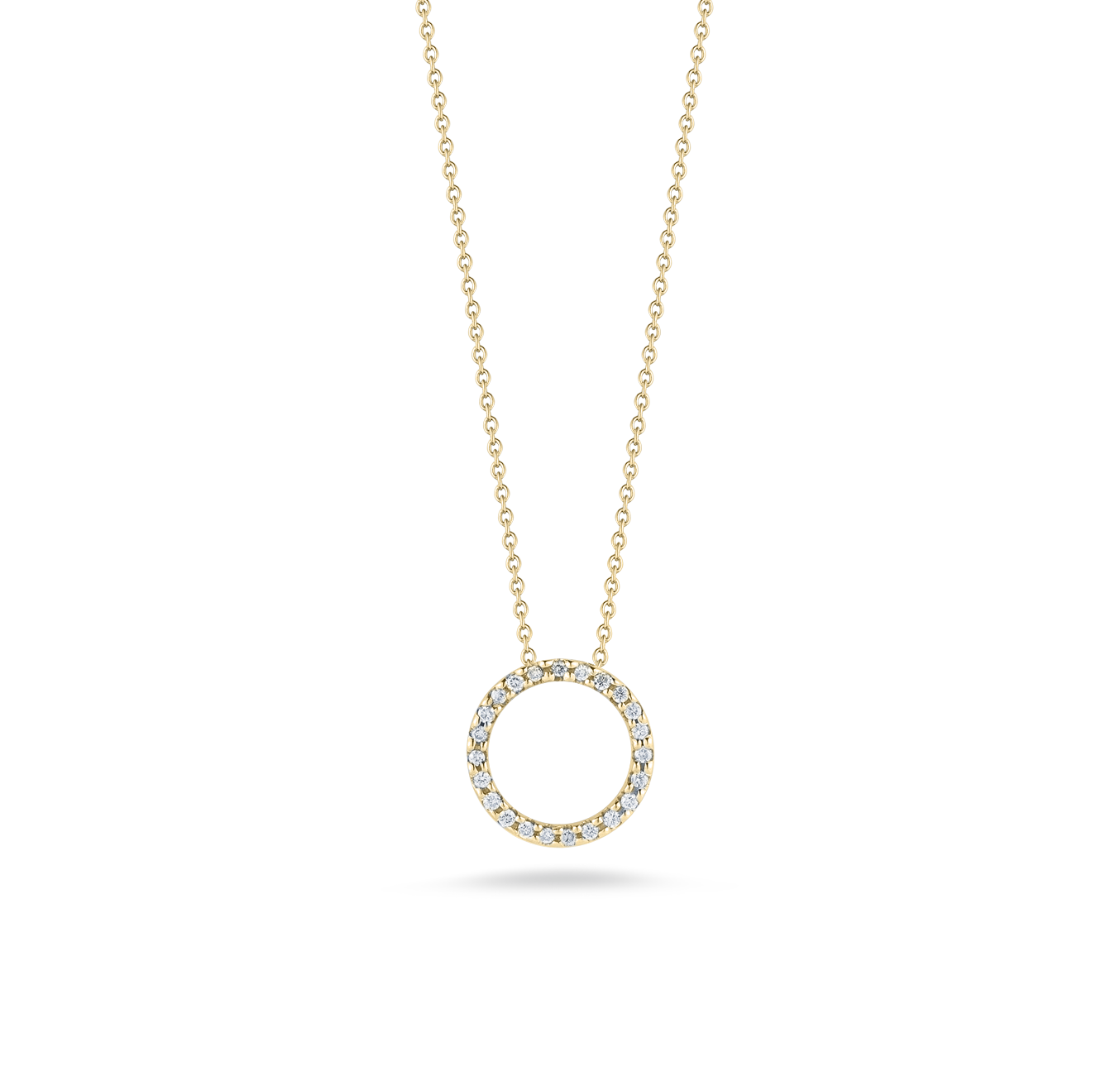 Roberto Coin Tiny Treasures Yellow Gold Extra Small Diamond Circle Necklace