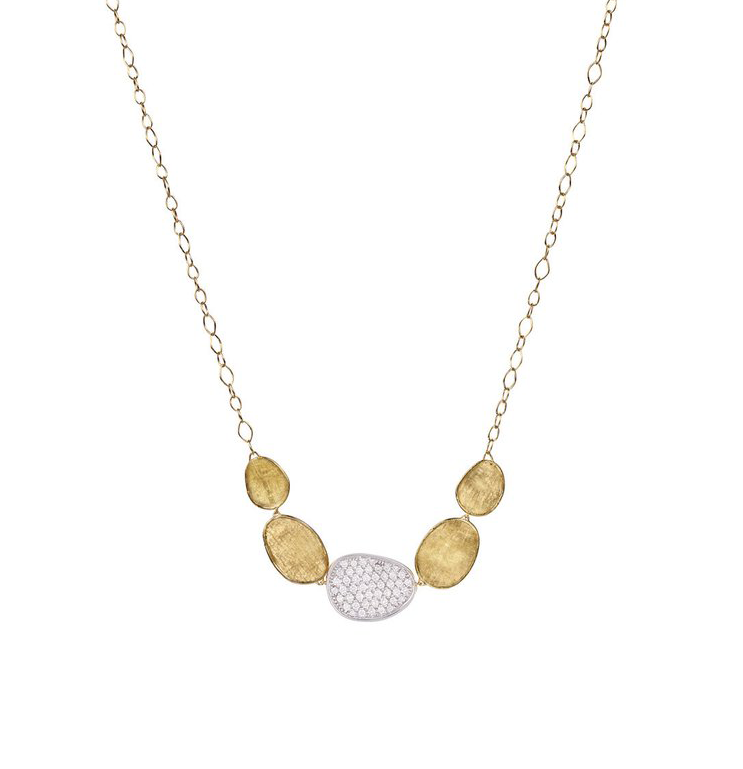 Marco Bicego Lunaria 18K Gold Hand-Engraved Five Element Necklace with Diamonds