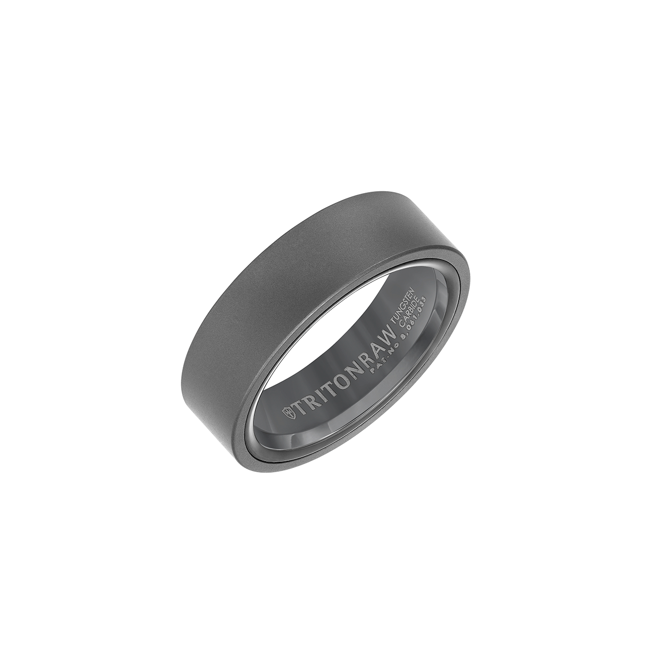 Triton RAW Men's 7mm Black PVD Tungsten Flat Profile Wedding Band