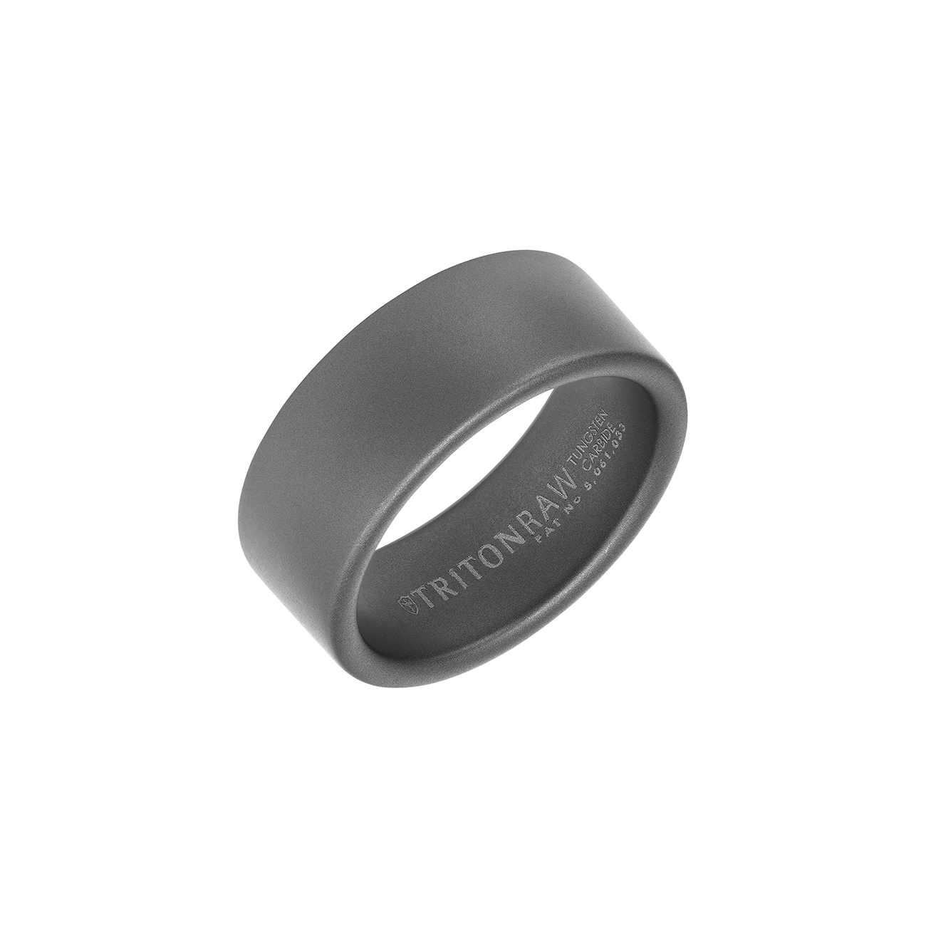 Triton RAW Men's 9mm Grey PVD Tungsten Smooth Edge Wedding Band - Main Image