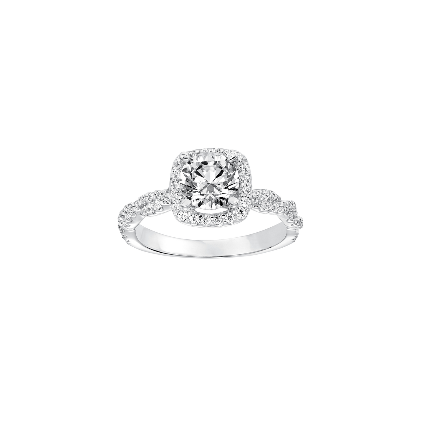 Fink's Exclusive 14K White Gold Round Diamond Halo and Diamond Engagement Ring in .50ct