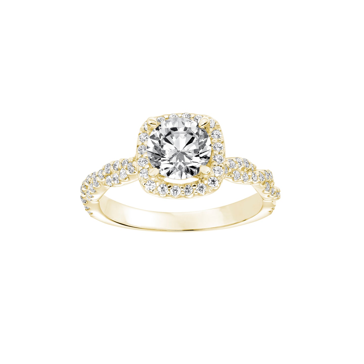 Fink's Exclusive 14K Yellow Gold Round Diamond Halo and Diamond Engagement Ring
