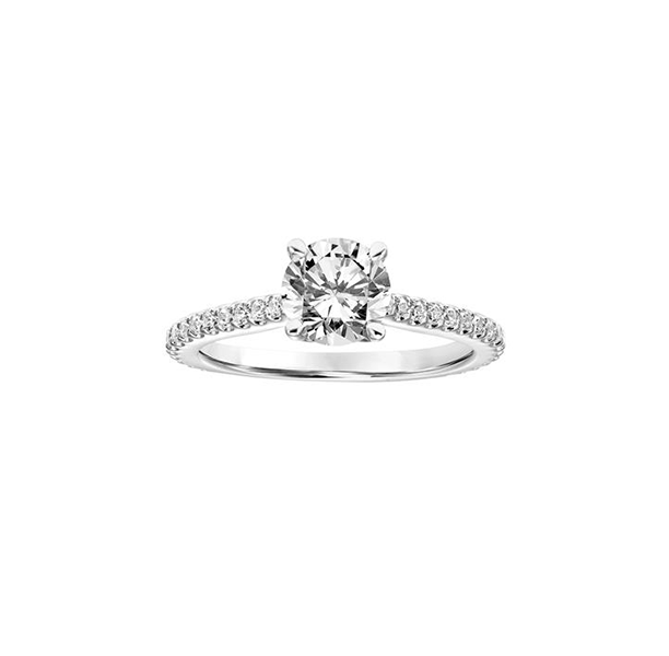Fink's Exclusive 14K White Gold Round Diamond Pave Shank Engagement Ring