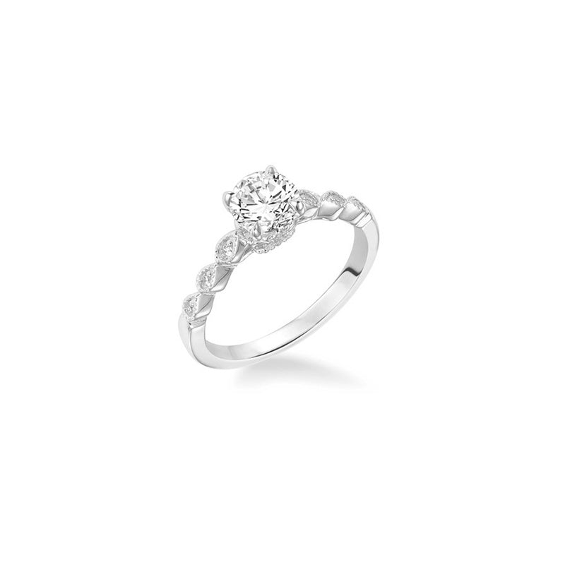 Fink's Exclusive 14K White Gold Round Diamond Engagement Ring with a Teardrop Shape Design Shank