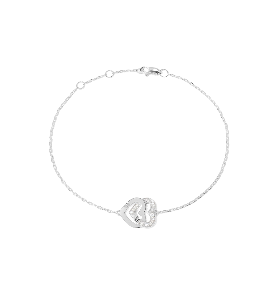 Dinh Van Double Coeurs R10 Diamond Bracelet in 18k white gold