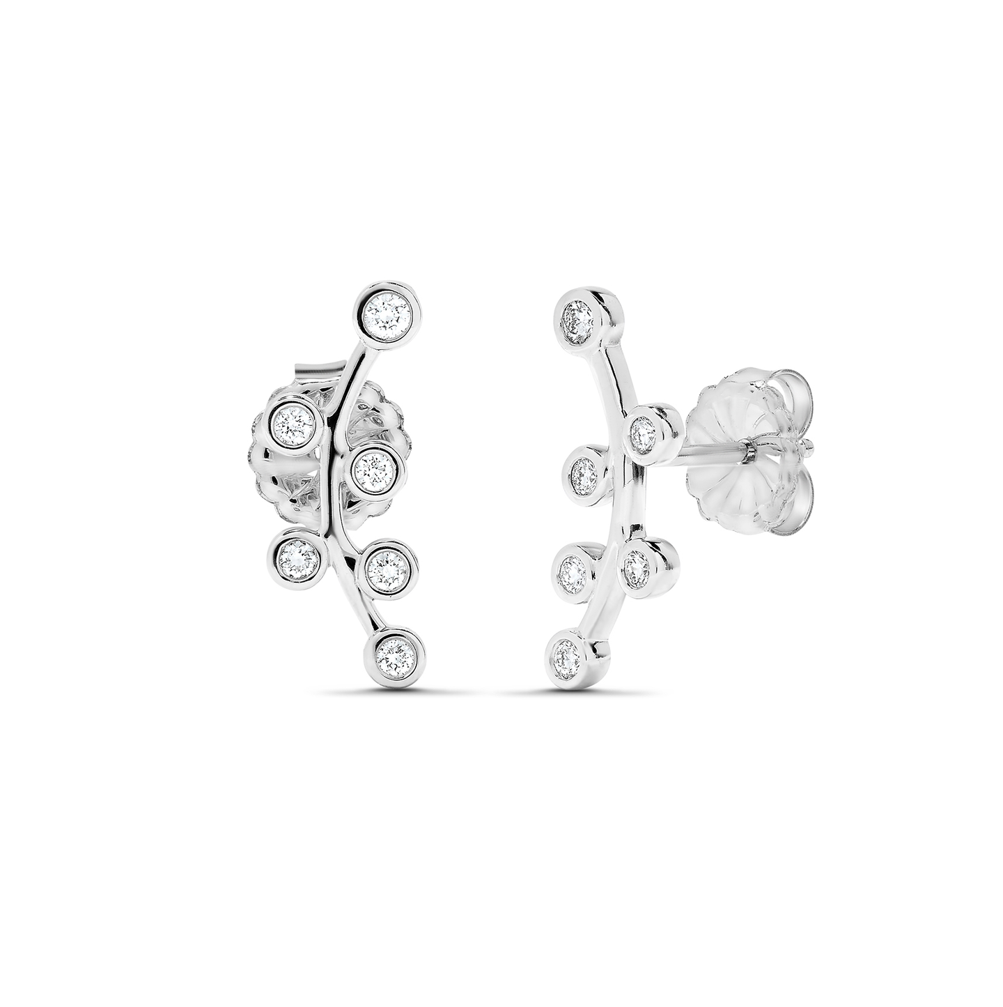Sabel Collection 18K White Gold Floral Diamond Climber Earrings in .26cttw