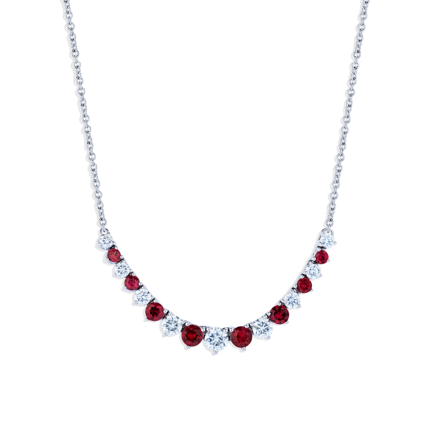 Sabel Collection White Gold Ruby and Diamond Flexible Bar Necklace
