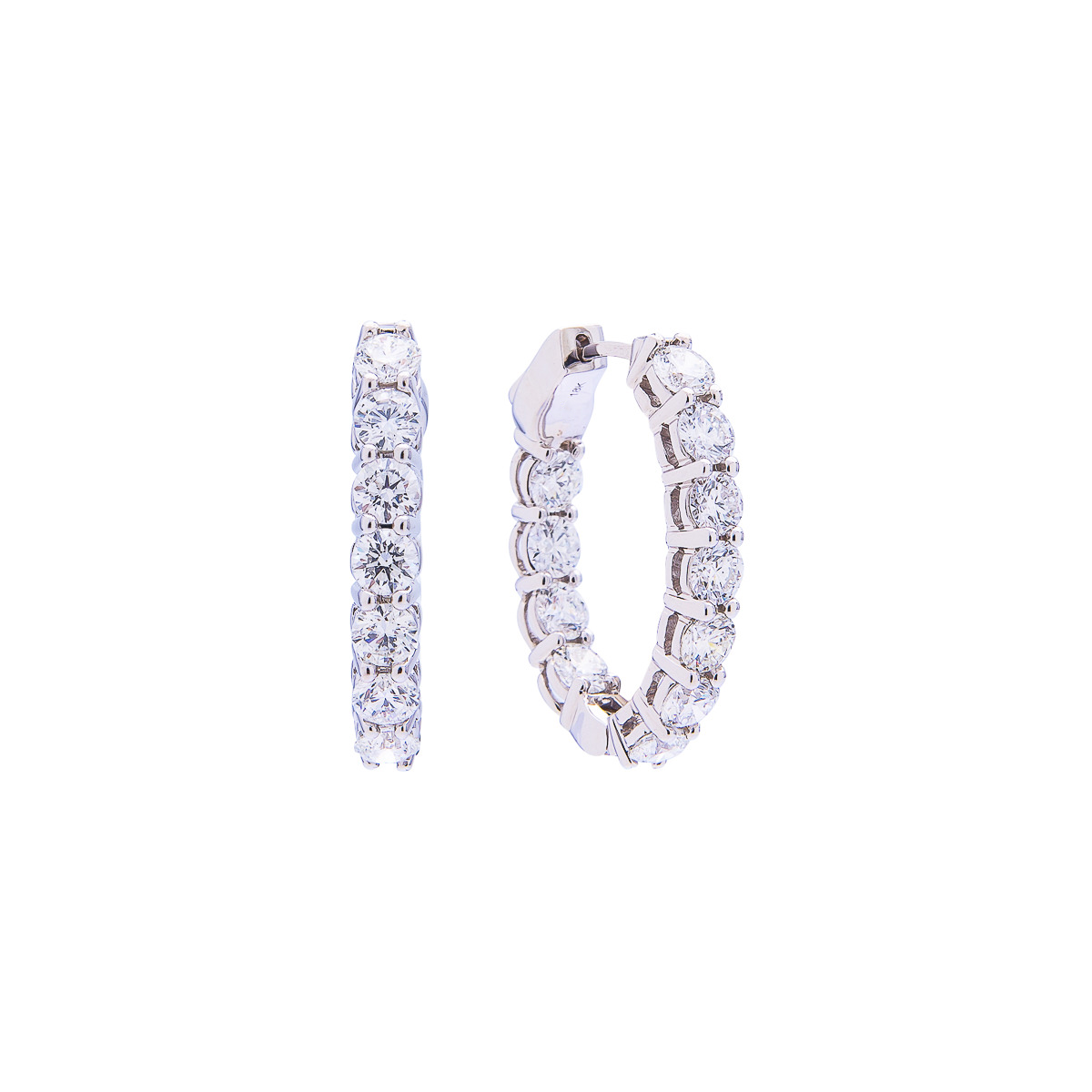 Sabel Collection 18K White Gold Oval Inside Out Diamond Hoop Earrings