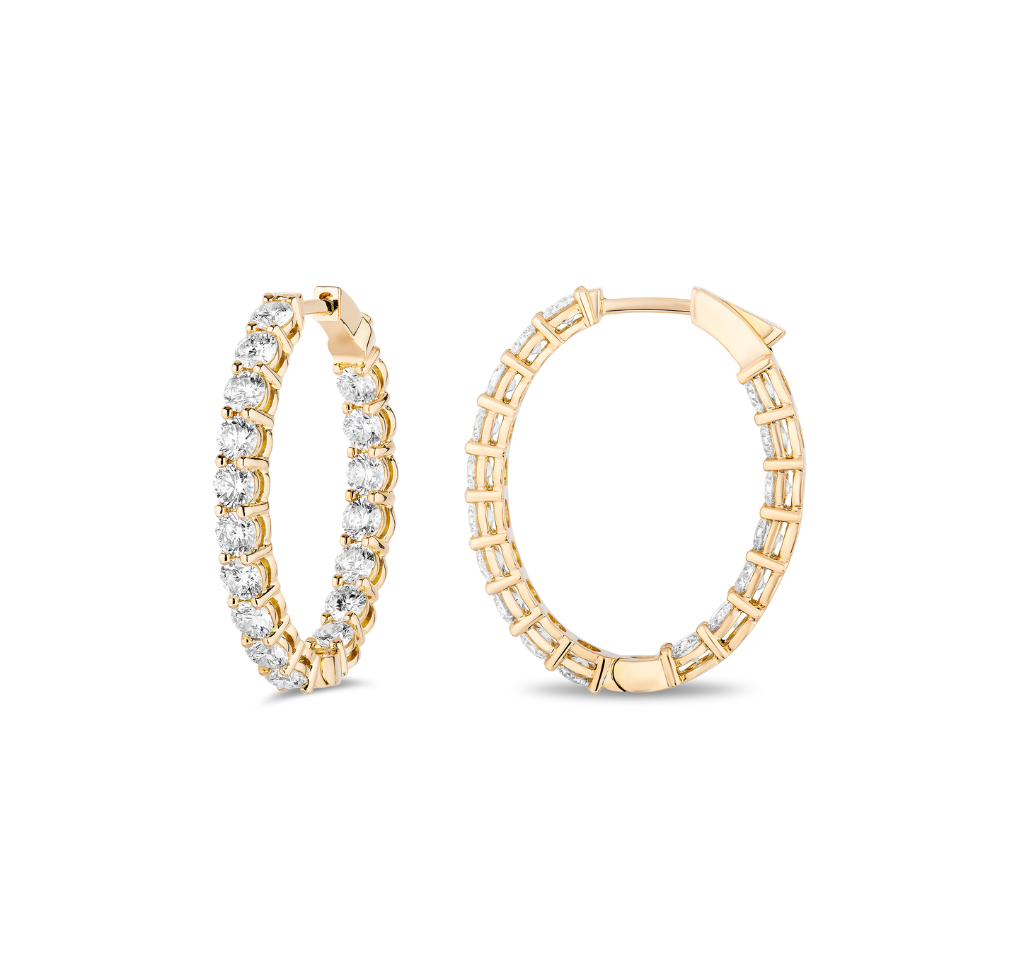 Sabel Collection Inside Out Diamond Oval Hoop Earrings