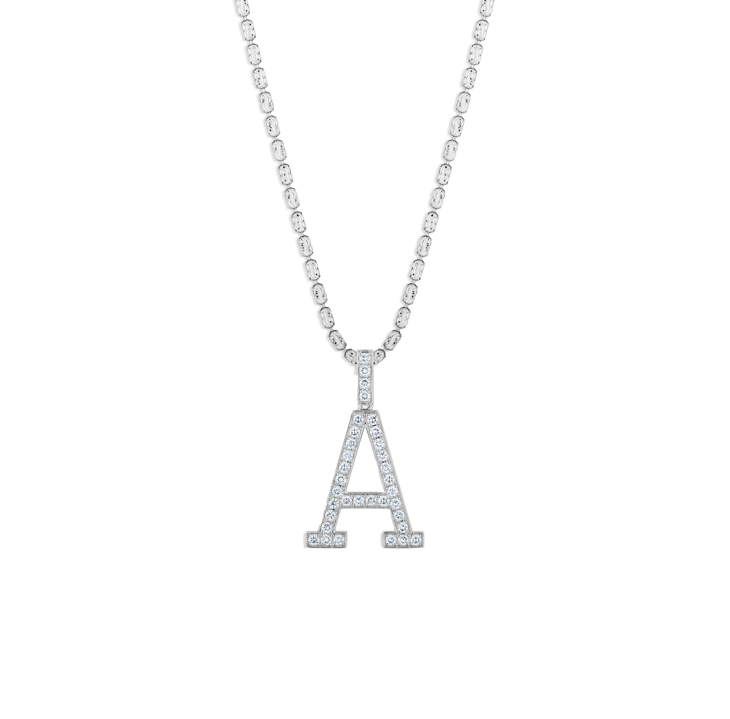 Sabel Collection White Gold Diamond A Initial Pendant Necklace
