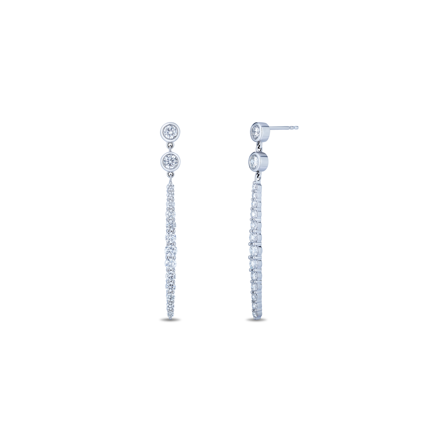 18K White Gold Diamond Dangle Earrings