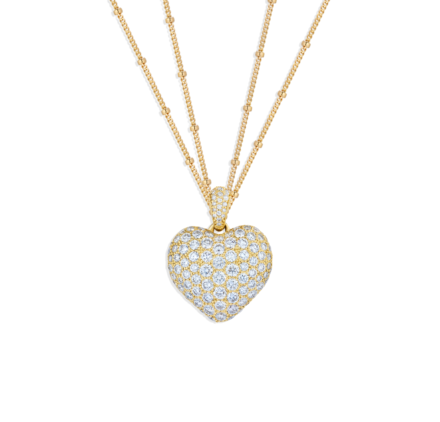 18K Yellow Gold Heart Diamond Necklace