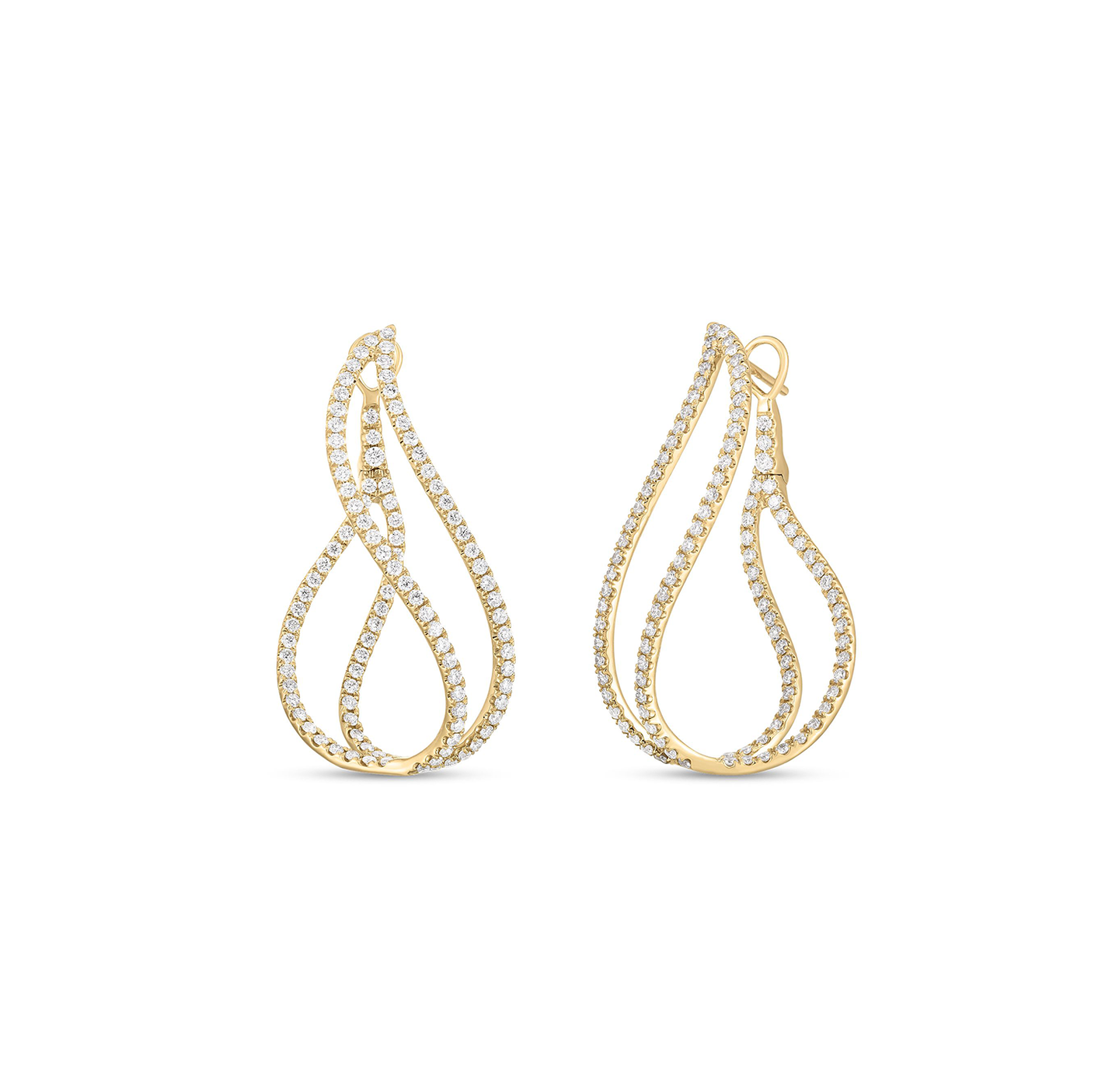 Roberto Coin Classic Diamond Yellow Gold Twist Earrings