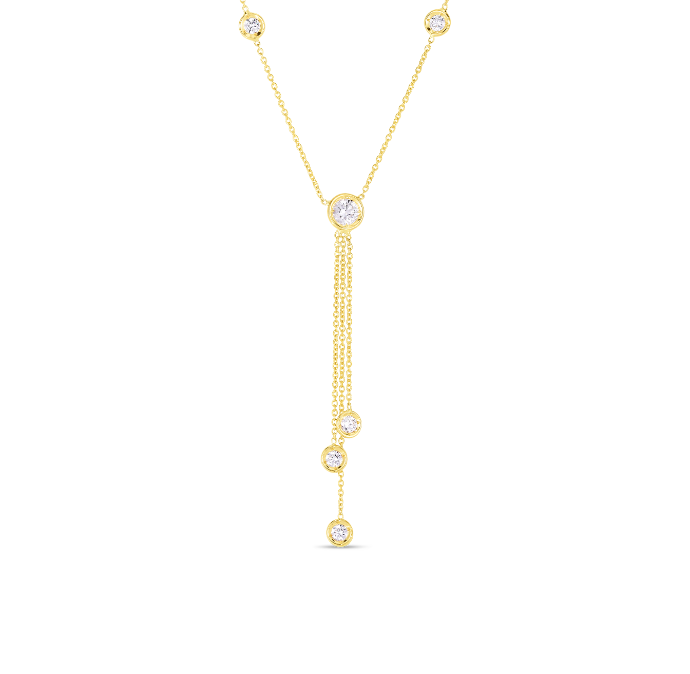 Roberto Coin Diamonds by the Inch Yellow Gold Triple Drop Necklace