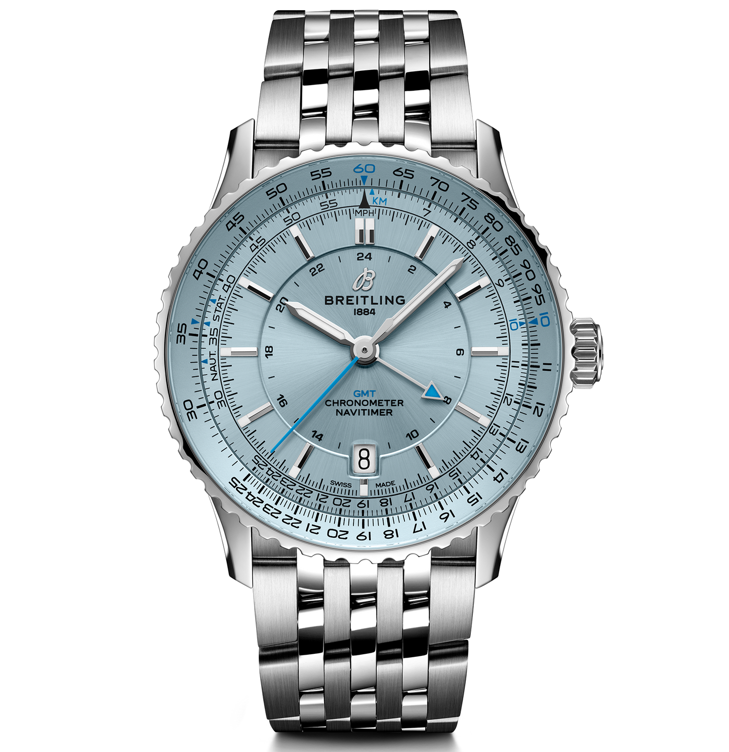 Breitling Navitimer Automatic GMT 41 Watch with Ice Blue Dial