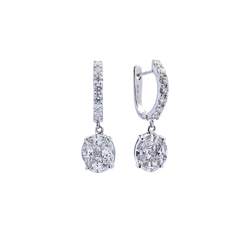 Roberto Coin Classic Diamond 18K White Gold Magic Diamond Drop Earrings