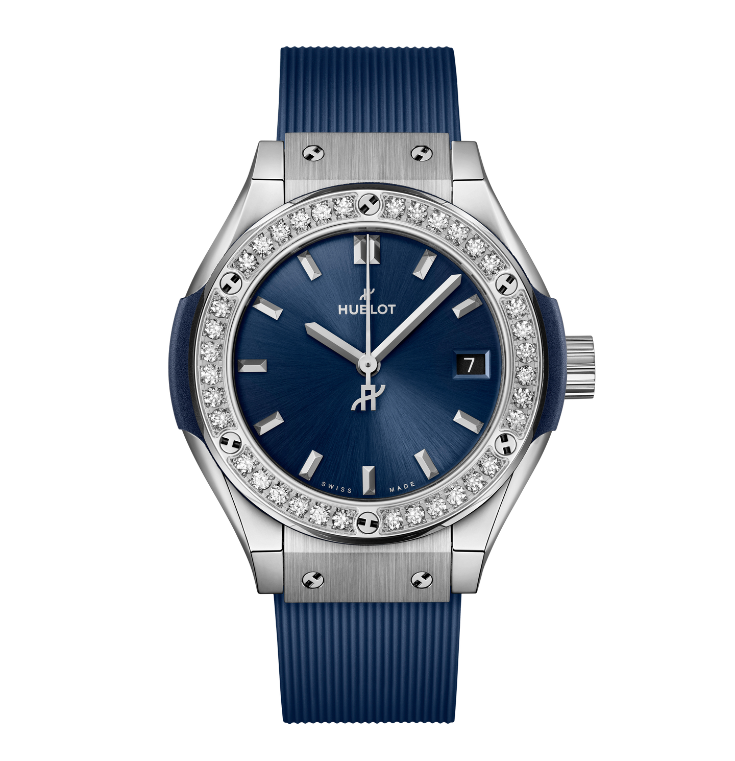 Hublot Classic Fusion Titanium Blue Diamonds 29mm Watch with Blue Dial