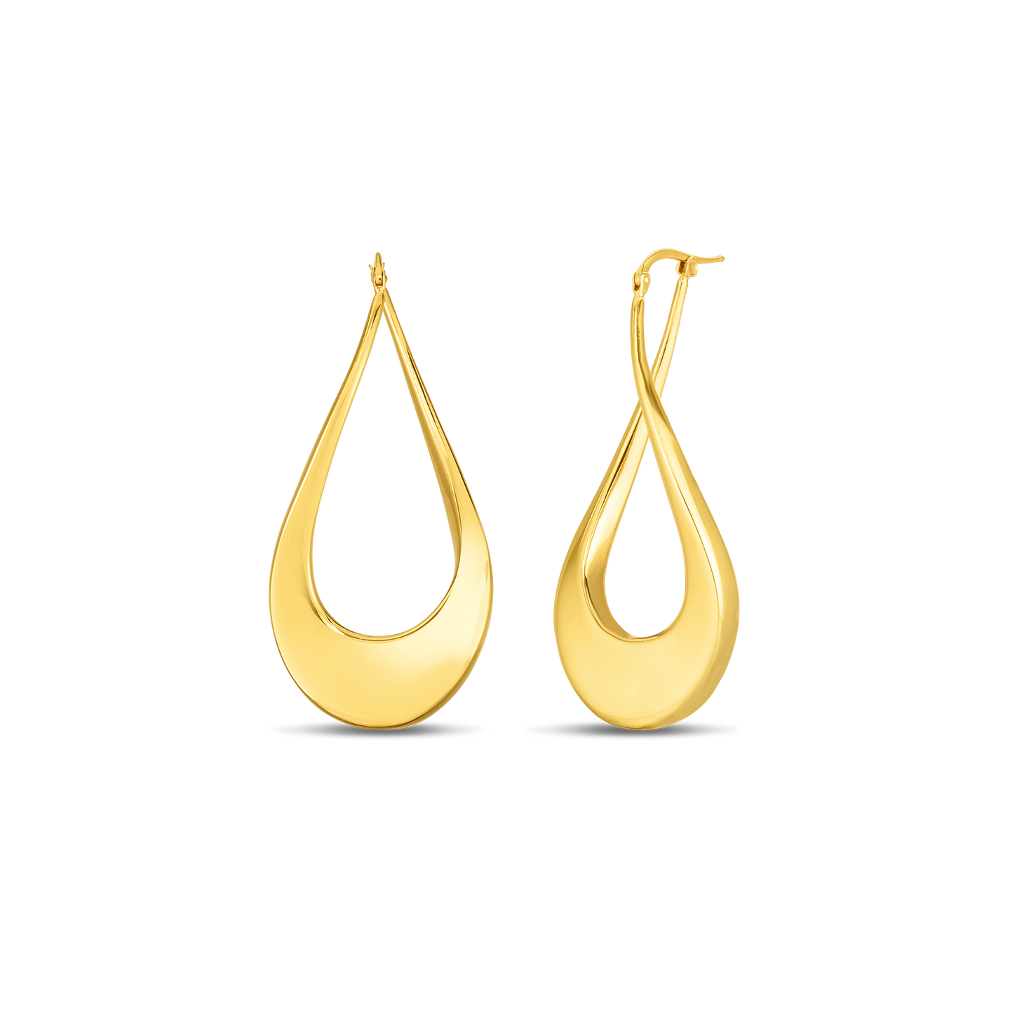Roberto Coin Perfect Gold Hoops Yellow Gold Long Twist Hoop Earrings