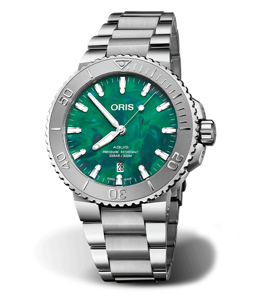 Oris X Bracenet Watch with Green Dial, 36.5mm