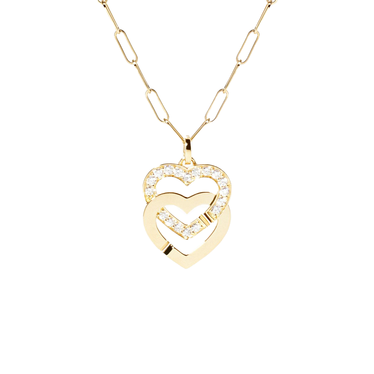 Dinh Van Double Coeurs R15 Diamond Heart Pendant in yellow gold