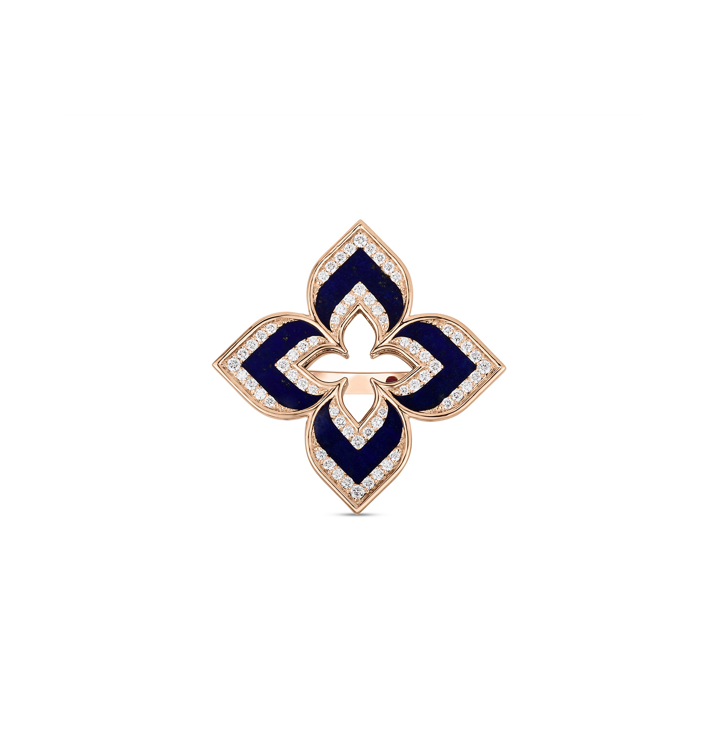Roberto Coin Venetian Princess Rose Gold Frame Flower Lapis Ring