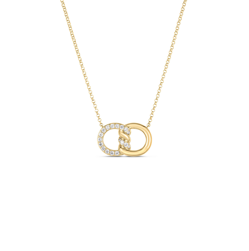 Roberto Coin Cialoma Yellow Gold Diamond Twist Necklace