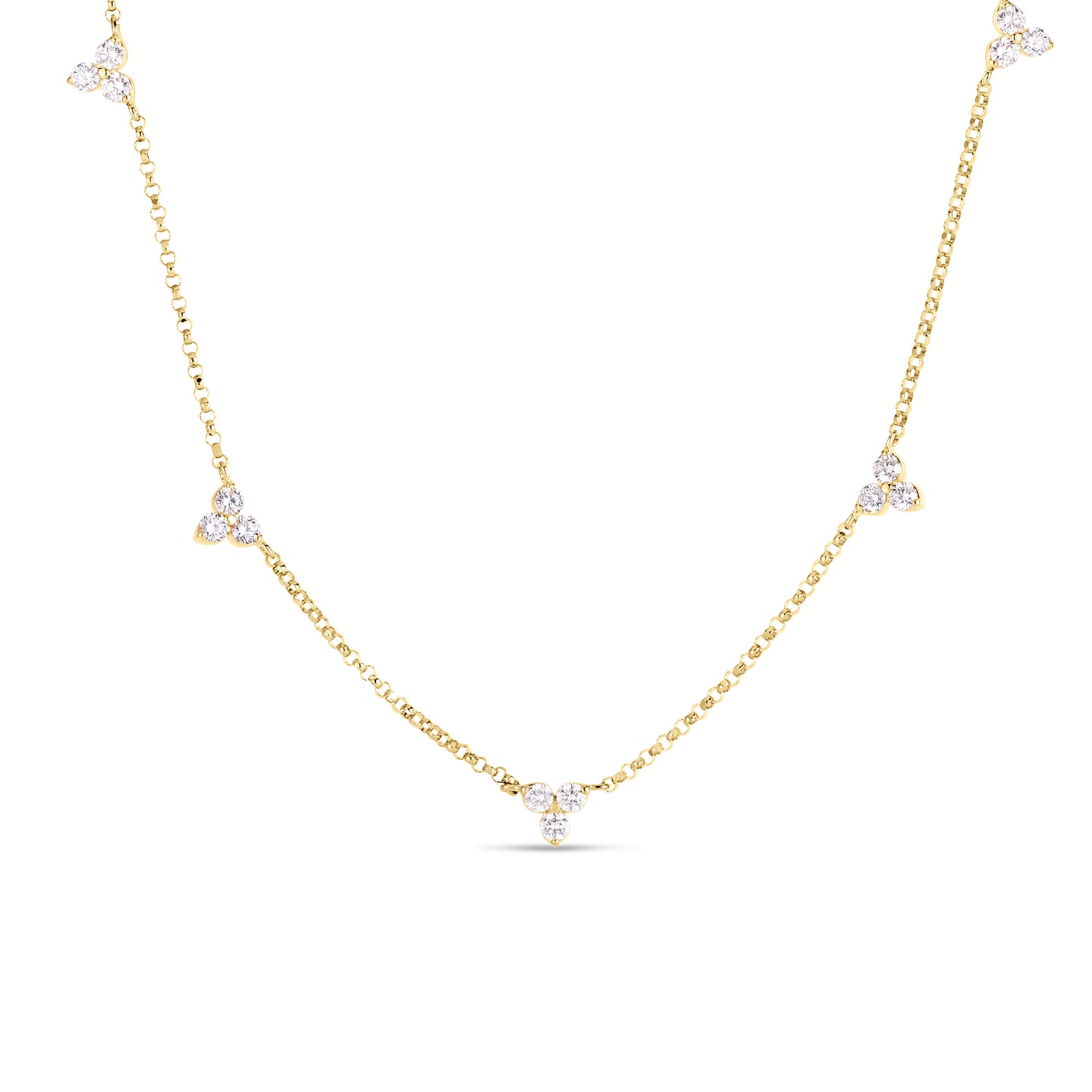 Roberto Coin Yellow Gold Five Station Diamond Necklace