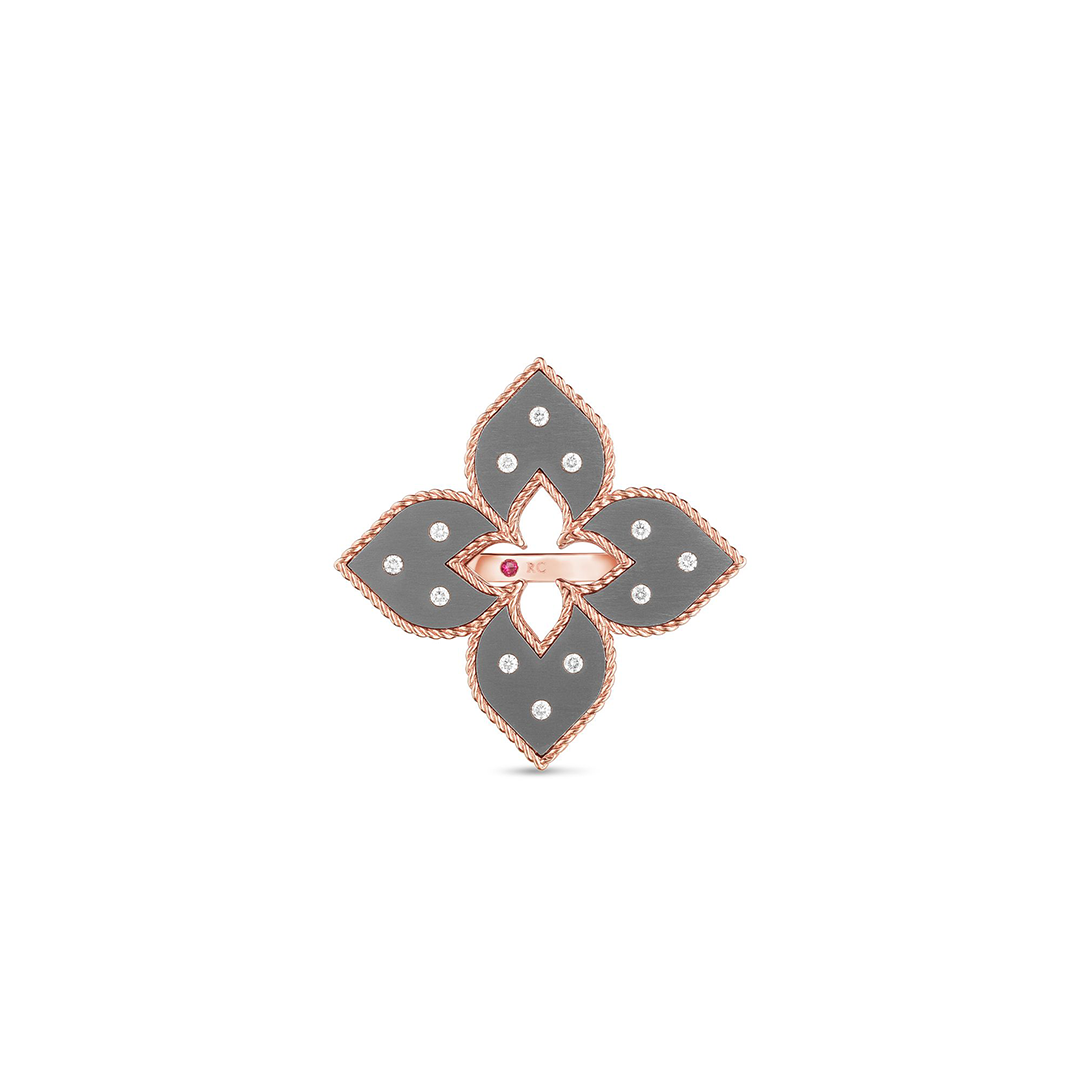 Roberto Coin Venetian Princess Rose Gold Titanium Diamond Ring