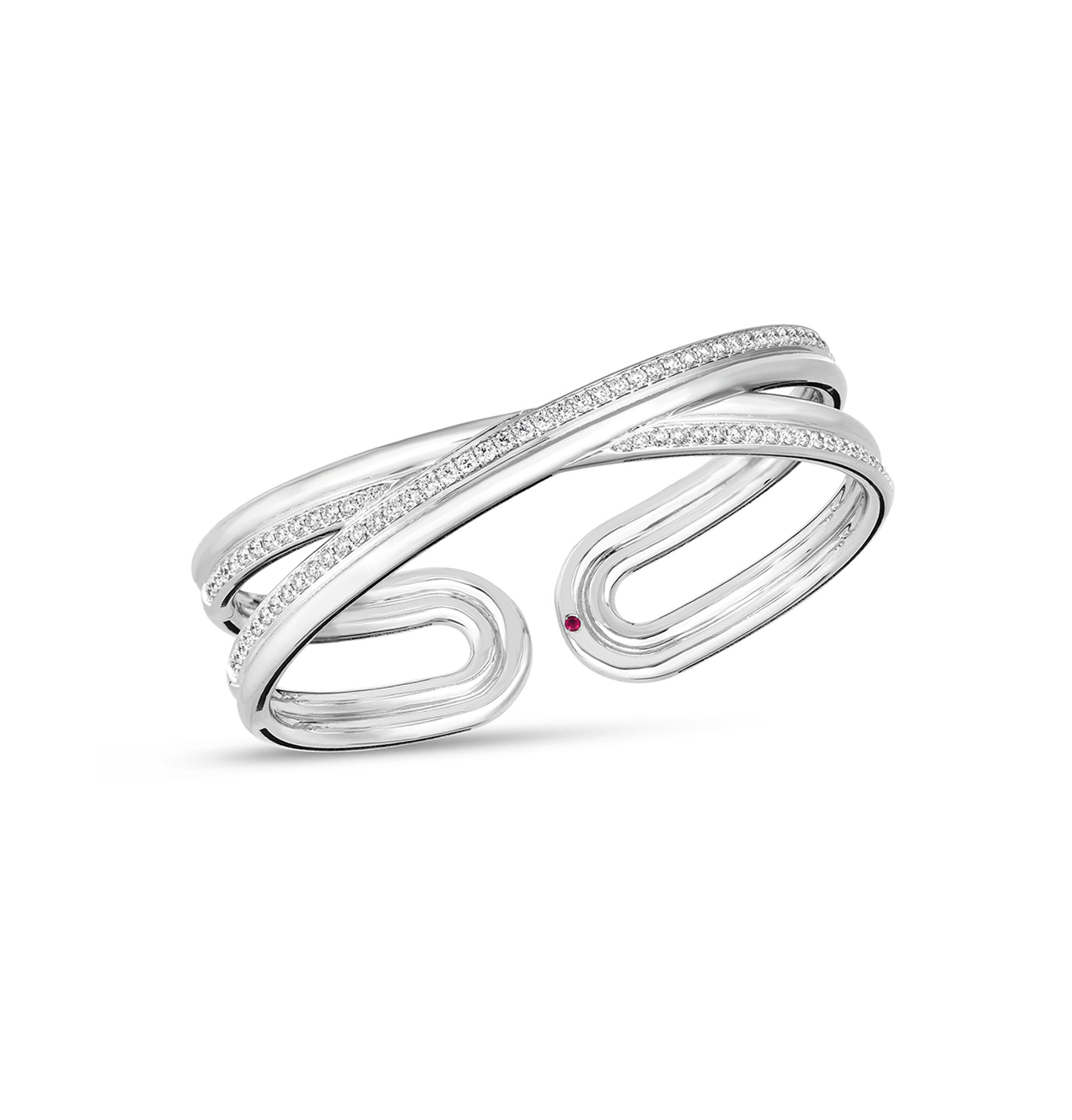 Roberto Coin Cialoma White Gold Crossover Diamond Bangle